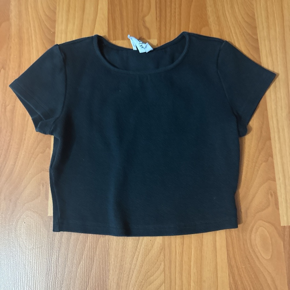 Princess Polly Black Ribbed Crop Top